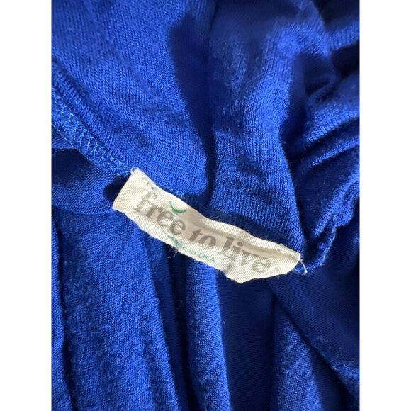 Free To Live Royal Blue Draped Front Top Size L - Picture 3 of 4